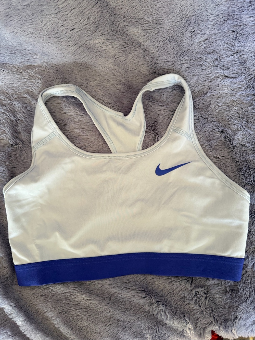 Nike Swoosh Sports Bra White & Blue Size Medium